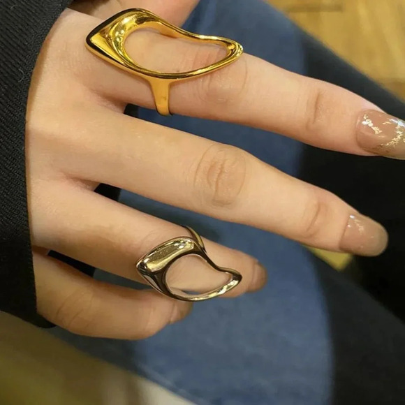 925 Sterling Silver Statement Ring Abstract Irregular Chunky Large Bold Ring - Picture 6 of 13